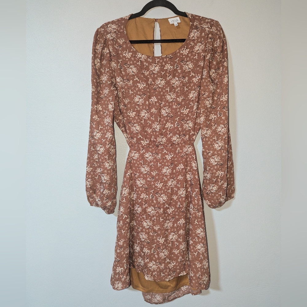 L Le Lis Brown Floral Backless Mini Dress